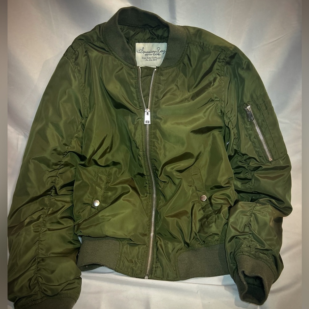 Women’s Bomber Jacket, Green, American Rag size M